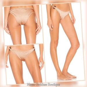 Lovewave Acrylic Rings Bikini Bottoms – Amara Smocked Texture Nude Size XL NWT